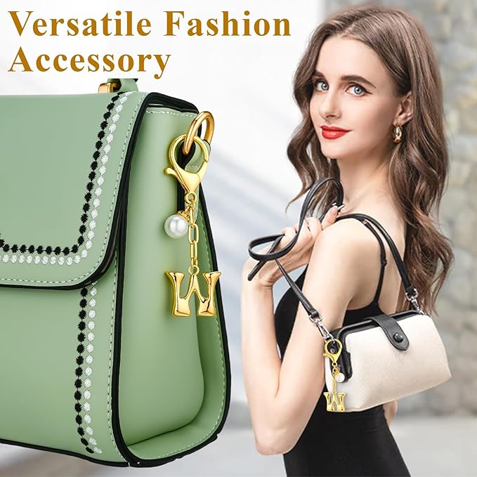 VICKHU Gold Plated Bubble Initial Letter Cute Keychain for Women Car Key Purse Decorative Keyring Handbag Charms Fashion