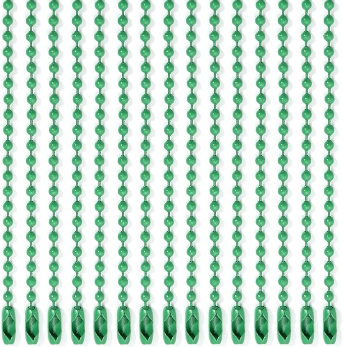 Lemonkey 20Pcs Ball Beads Chains Bulk,Green Keychains Rings Metal Chains,4 Inch Dog Tag Metal Small Chains with Connectors for Hanging Decoration
