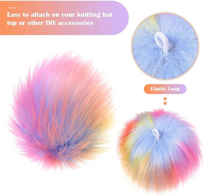 Tatuo 16 Pcs Faux Fur Pom Poms for Hat 4 Inches Large Fluffy Pom Balls for Crafts Knitting Beanies Shoes Scarves Bag Pompoms Keychain Charms Winter DIY Accessories (Mermaid Color)