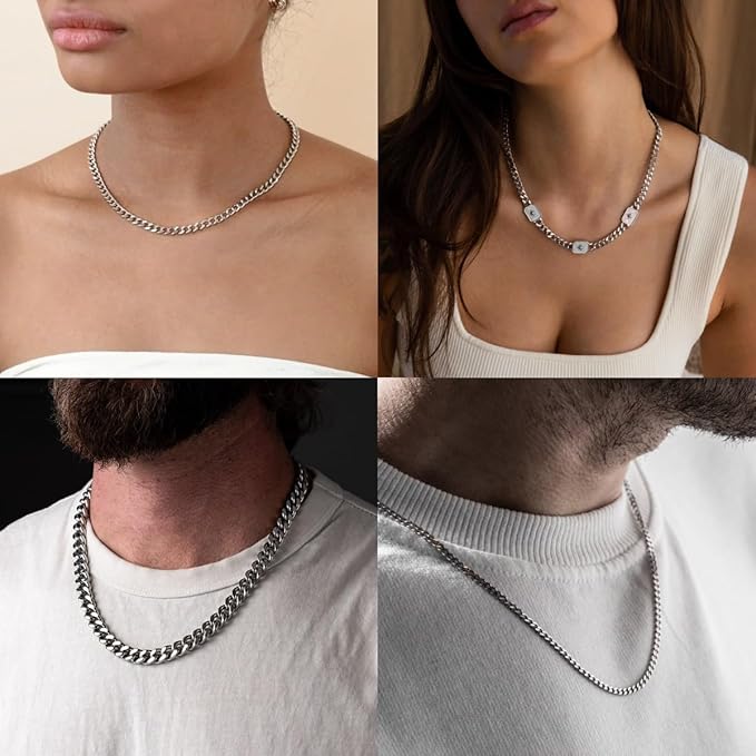 33FT Stainless Steel Cuban Chain Roll 4.3MM Diamond-Cut Curb Link Chains Spool Bulk for Jewelry Making