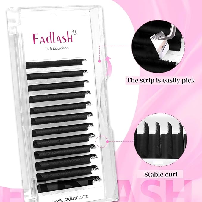 FADLASH Easy Fan Lash Extensions Volume Eyelash Extensions 0.05 0.07mm Easy Fanning Volume Lashes C D DD Curl Self Fanning Lash Extensions 8~20mm Length (0.07-D, 14mm)