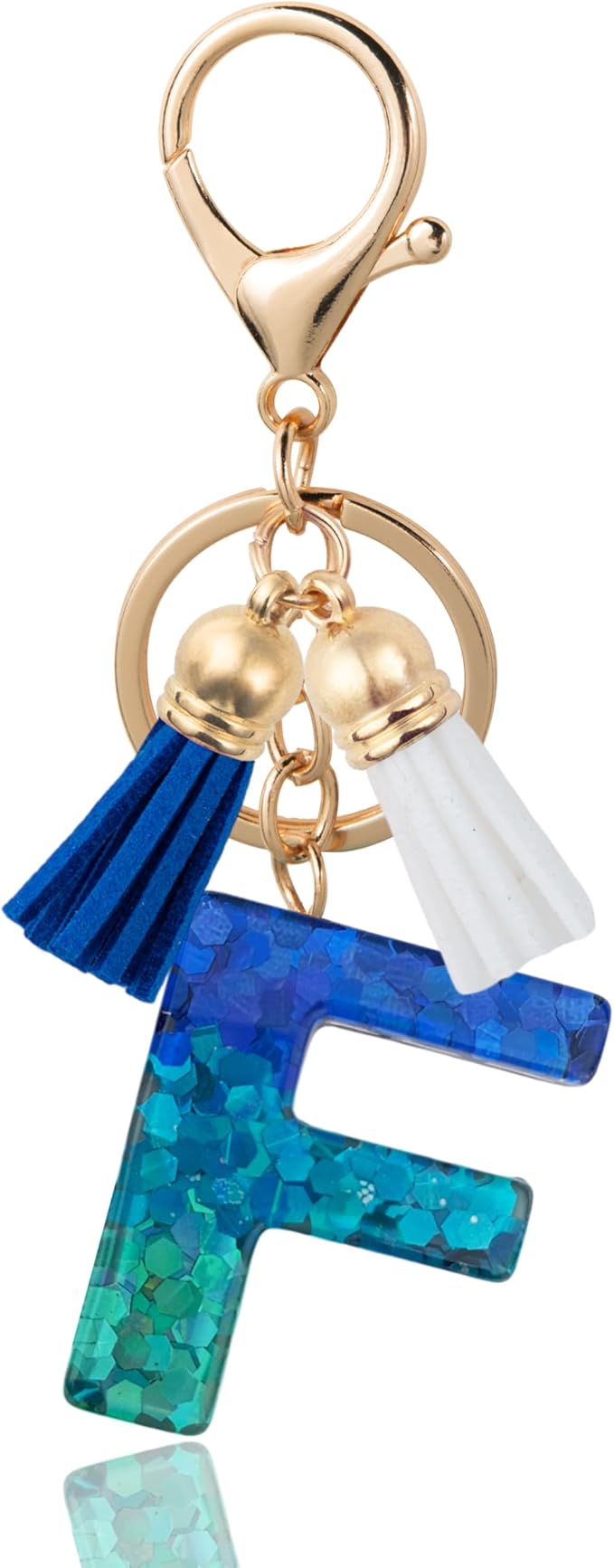 Initial Letter Keychain Cute Resin with 2 PU Tassel, Letter Keychain for Backpack Charms, Initial Keychains for Women