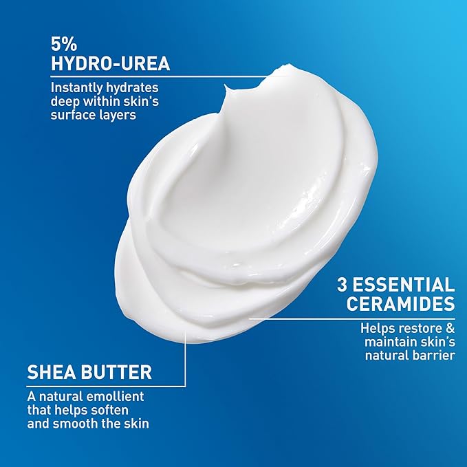 CeraVe Intensive Moisturizing Cream, Body Moisturizer With Shea Butter, 72H Hydration + Skin Barrier Repair, Fragrance-Free Body Lotion For Extremely Dry Skin, 19oz