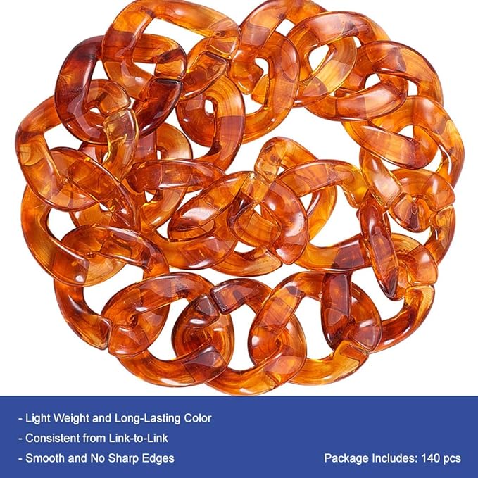 LiQunSweet 140 Pcs Two Tone Acrylic Plastic Linking Chain Rings Curb Chains Making Imitated Gemstone Twist Quick Link Connectors for Earring Necklace Jewelry DIY Craft Making - 40~41mm