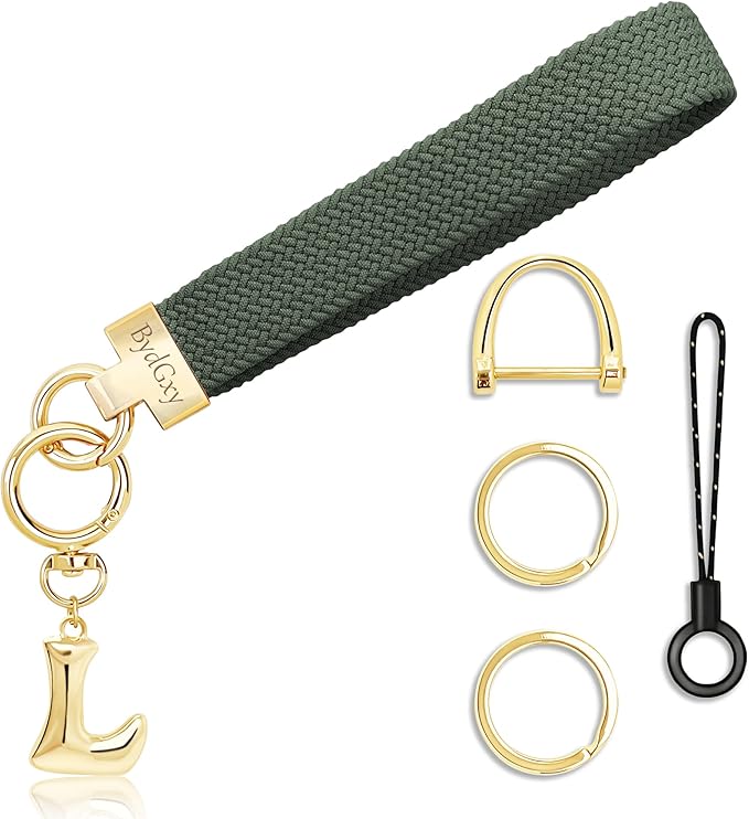 Stretchy Wristlet Initial Keychain, Key Chains Women Cute with Keyring, Llaveros para Mujer, Car Key Accessories