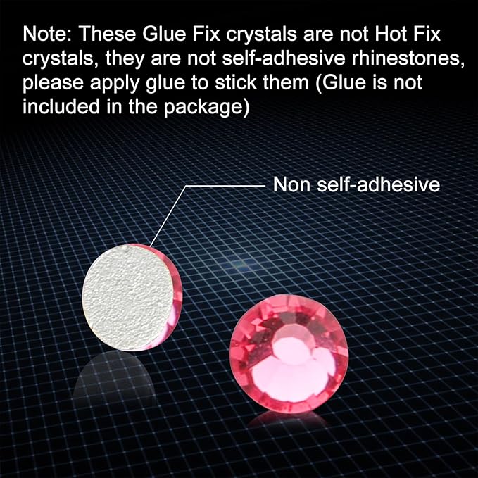 Glue Fix Flatback Rhinestones Glass Diamantes Gems for Nail Art (ss16 1440pcs, Rose)