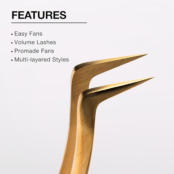 Curacoro Lash Tweezers for Eyelash Extensions – LashSmith 90° Eyelash Tweezer for Volume & Promade Fans