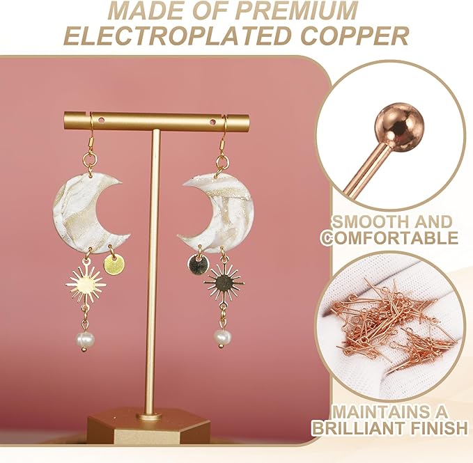 HARFINGTON 100pcs Ball Head Pins 0.79" 20mm Round Head Pins for Earring Pendant Necklace Bracelet Charm Jewelry Making Findings DIY Craft, Rose Gold