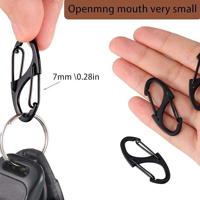 Moxweyeni 20 Pcs Zipper Clip S Carabiner Clips Small Alloy Snap Hook Anti Theft 1. 6 Inch Mini Dual Wire Gate Interlocking Keychain Clip Attachment for Women Men Camping Hiking