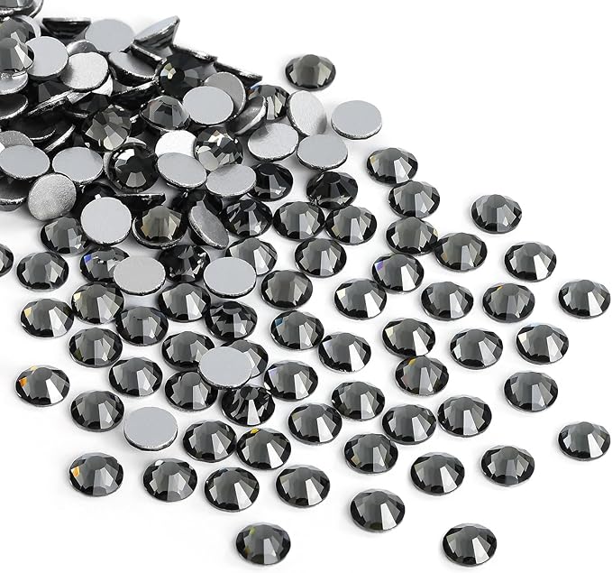 Glue Fix Crystal Flatback Rhinestones Glass Diamantes Gems for Crafting Nail Art Crafts Decorations Clothes Shoes 2.0mm (ss6 2880pcs, Gray)