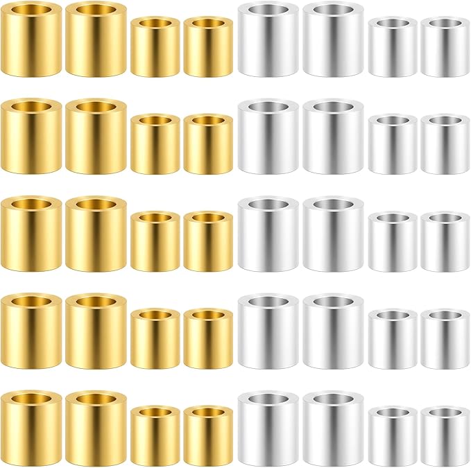 40 Pcs Sterling Silver Crimp Beads, Sterling Silver Beads for Jewelry Making, Tube Loose Beads for DIY Craft, Jewelry Making (4 Styles)