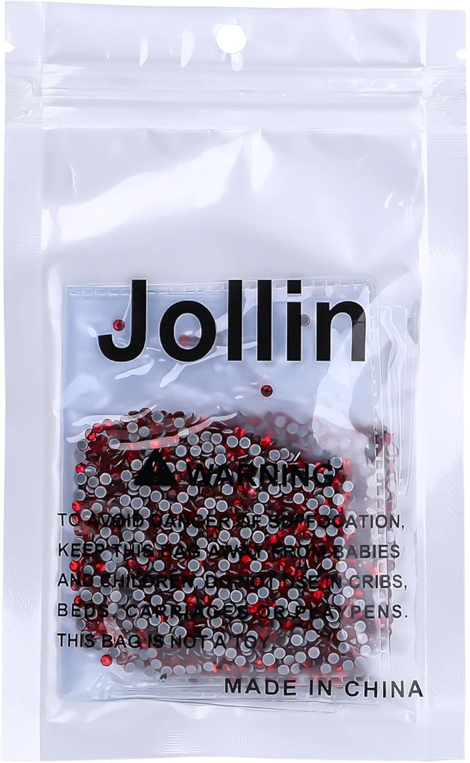 Jollin Hot Fix Crystal Flatback Rhinestones Glass Diamantes Gems 2.4mm(8ss 2880pcs, Red)