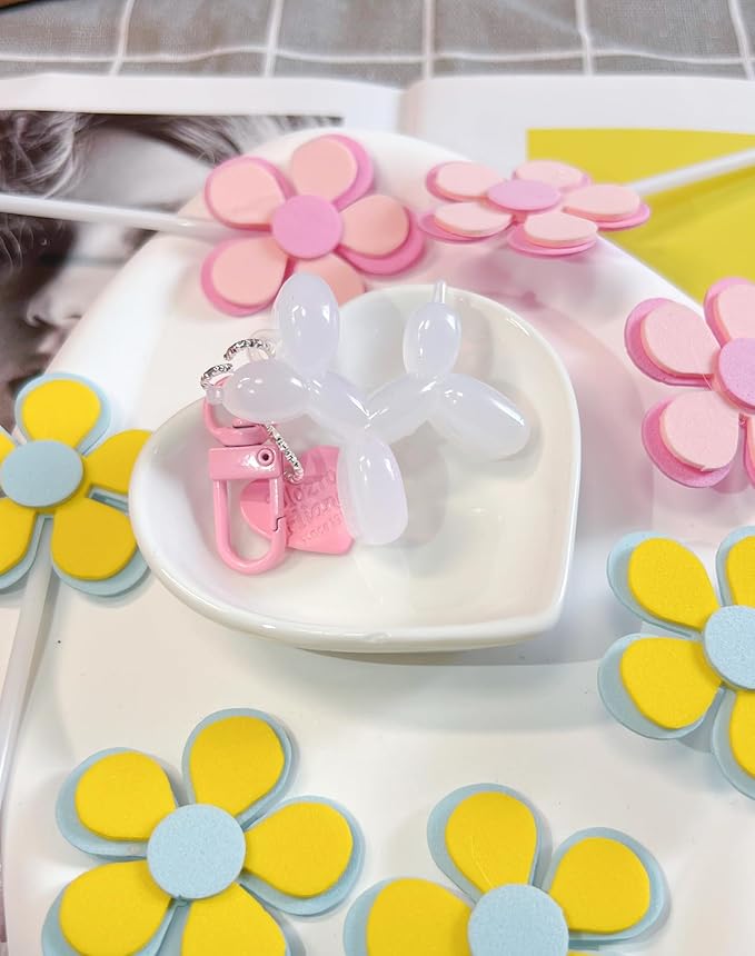 LAEKOU Jelly Balloon Dog Design Keychain for Women, Cute Girls Key Chain, Bag Charms Accessories for Car Purse Backpack