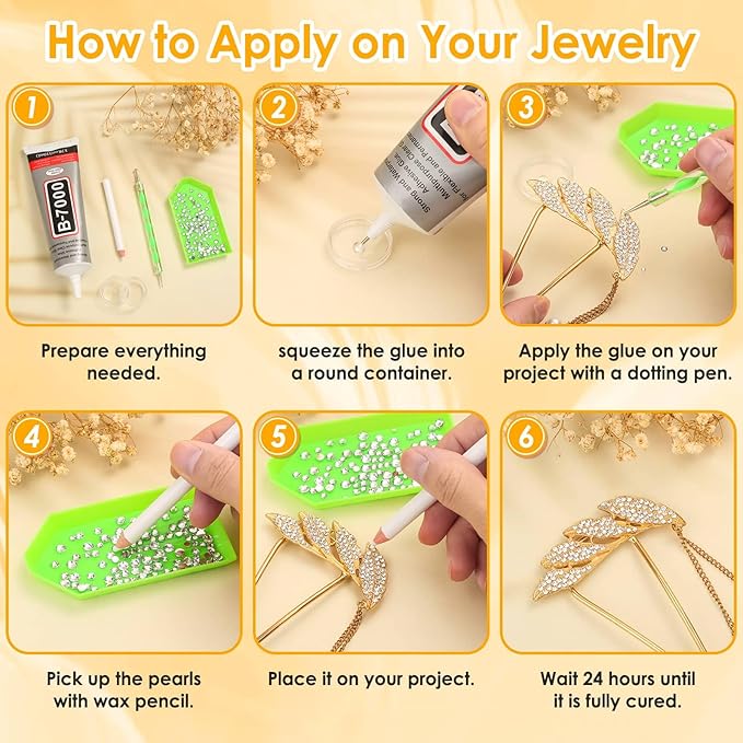 B7000 Glue Clear with Precision Tip, 2Pcs 110mL Jewelry Bead Gem Tac Glue, Bedazzling Adhesive with Silver Rhinestones, Dotting Pen Tool for Jewelry Making Clothe Fabric Shoes DIY Crafts Nail Art