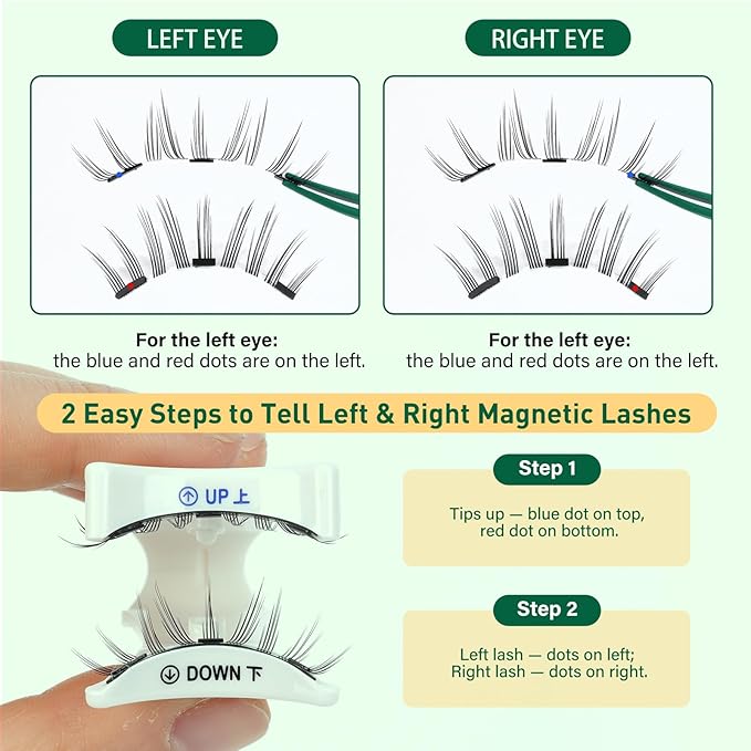 KEYYOU Reusable Magnetic Eyelashes 2 Pair with Applicator No Glue Needed 3D Natural Magnetic Lashes, Easy to Apply & Long Lasting for Daily Use & Events(A10+A10)