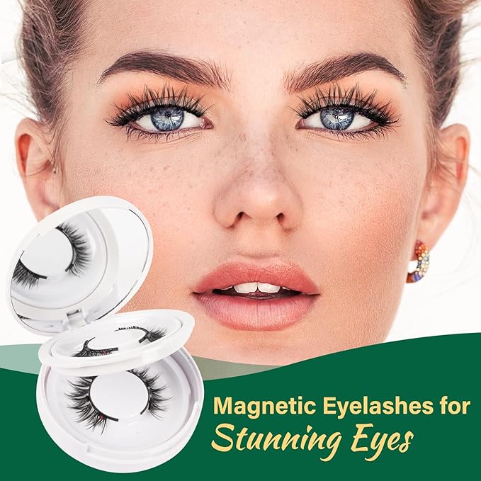 KEYYOU Reusable Magnetic Eyelashes 2 Pair with Applicator No Glue Needed 3D Natural Magnetic Lashes, Easy to Apply & Long Lasting for Daily Use & Events(A01+A05)