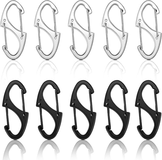 Moxweyeni 20 Pcs Zipper Clip S Carabiner Clips Small Alloy Snap Hook Anti Theft 1. 6 Inch Mini Dual Wire Gate Interlocking Keychain Clip Attachment for Women Men Camping Hiking