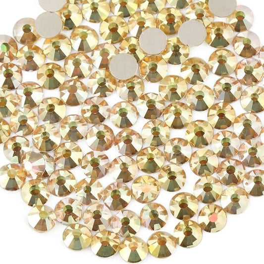 beadsland 288 Piece Flat Back Crystal Rhinestones Round Gems, 1.3mm-8.6mm, Metal Sunlight (SS30(6.3-6.5mm))
