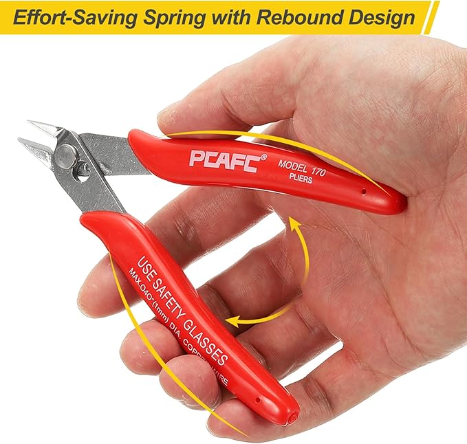 HARFINGTON 5" Flush Cut Pliers Precision Thicker Wire Cutter Side Cutter Diagonal Cutting Pliers for Jewelry Model Electronic 3D Print, Red