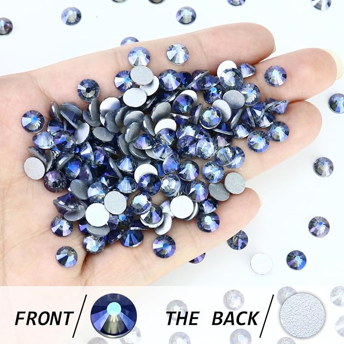 Flatback Crystal Rhinestones Round Gems for Nail Art and Craft Clothes Glue Fix, Purple Ghost (2.9-3.0mm) SS12/1440PCS