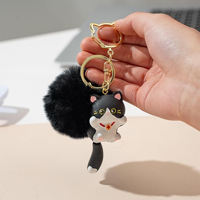 Cat Keychain bag charms for handbags Cute Keychains for Women Kawaii Cat Backpacks Accessories cat plush keychain