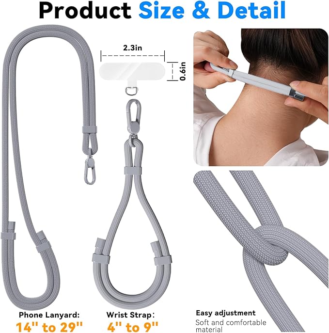 4 Pack Phone Lanyard & Wrist Strap, Cell Phone Lanyard for Around The Neck Adjustable Phone Strap for Most Smartphones