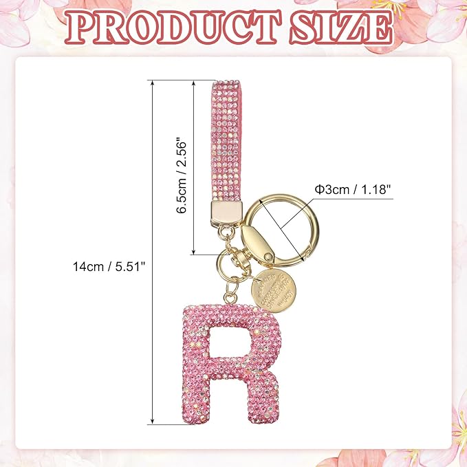 PATIKIL Initial Letter Keychain, Cute Sparkly Rhinestone Key Chain Alphabet Charm for Car Keys Handbags Purse