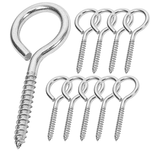 10PCS 2.75 inches Screw Eyes M4 304 Stainless Steel Eye Screws, Heavy Duty Screw, Eye Hooks Screw Eye Bolts Eye Hooks Screw, Indoor & Outdoor Uses (10, M4-2.75inch)