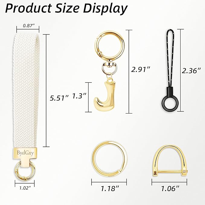 Stretchy Wristlet Initial Keychain, Key Chains Women Cute with Keyring, Llaveros para Mujer, Car Key Accessories