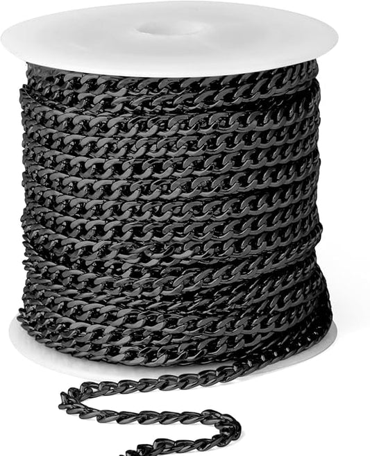 16.5 Ft Stainless Steel Curb Chains, 5mm 6mm 7mm 9mm Cuban Chain Roll Bulk for Jewelry Making