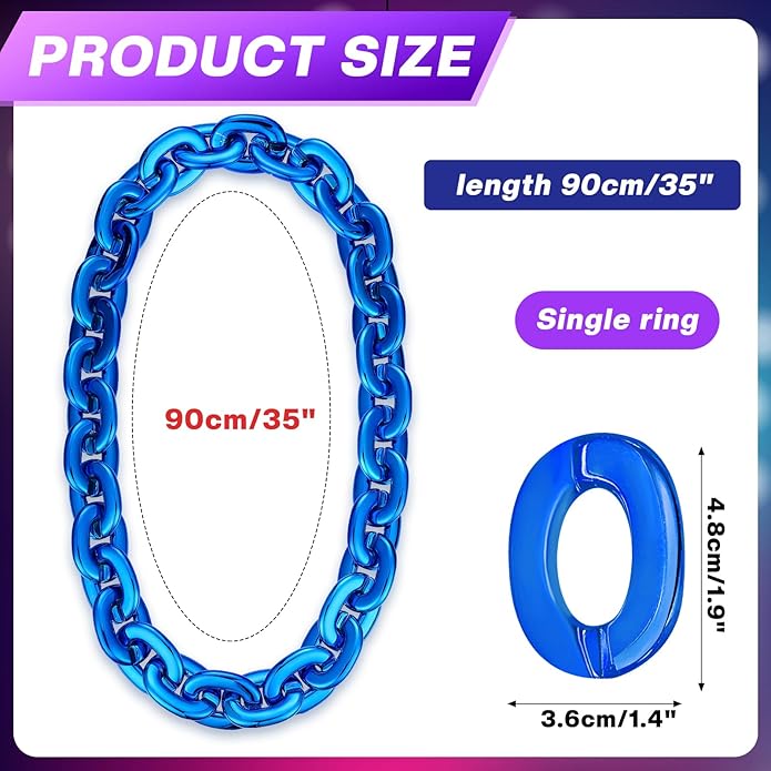 Remuuly Plastic Chain Necklace Chunky Big Fake Necklace Hip Hop Rapper Giant Turnover Chain Costume for Halloween