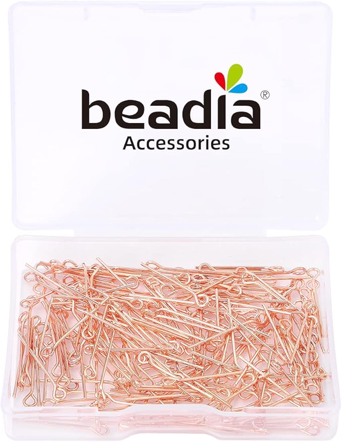 Rose Gold Plated Open Eye Pins Non Tarnish 20mm 200pcs for Jewelry Making Findings