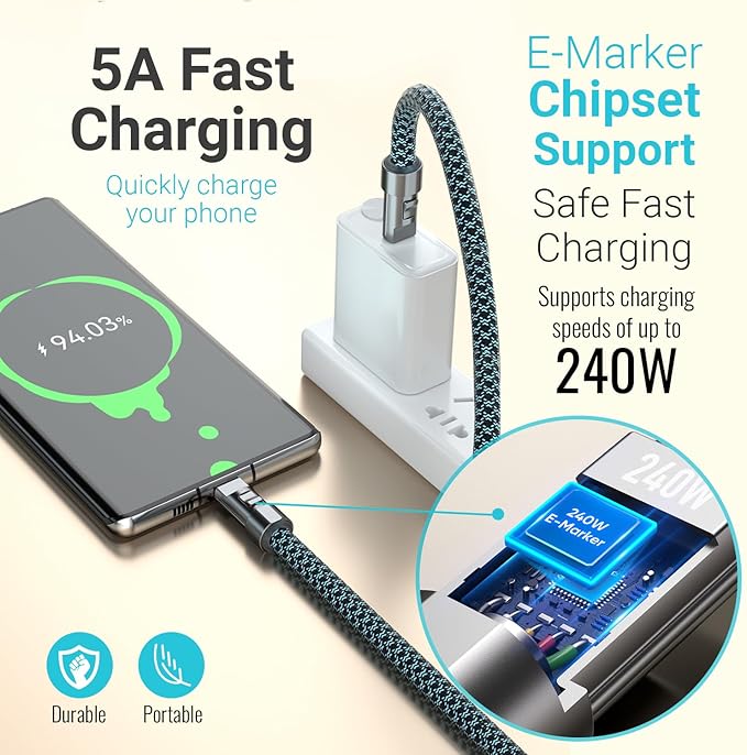 TOP-UP Lanyard – Cell Phone Strap with 240W USB C Charging & Data Cable – Durable Travel Essentials for iPhone 17/16/15
