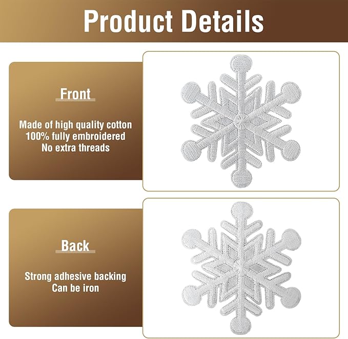 WILDREEDS 12 Pieces Christmas Snowflake Iron on Patches, Embroidered Christmas Snowflake Patch for Christmas Decoration, Clothing, T-Shirt, Backpacks, Hats, Jeans, Jackets