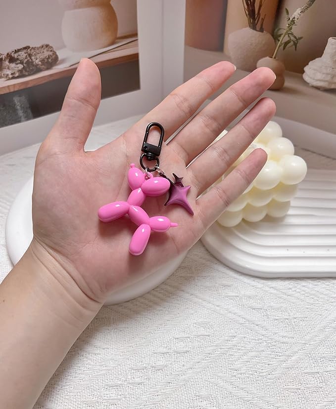 LAEKOU Cute Star Balloon Dog Keychain, Y2K Bag Charms Keychains Accessories for Women, Aesthetic Key Chain