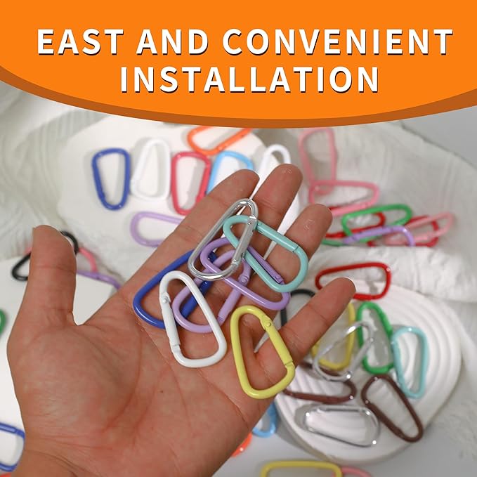 Colorful D Spring Carabiners Keychain Clip,D Spring Clip Aluminum Hook Accessories Snap Link Key Chain Ring Hook