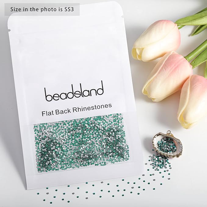 Beadsland Flat Back Crystal Rhinestones Round Gems for Nail Art and Craft Glue Fix, Blue Zircon, 1.2-1.4mm, SS3/1440pcs