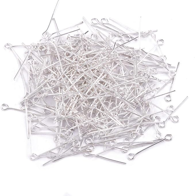 Open Eye Pins Silver Head Pins for DIY Jewelry Making 20mm 500pcs