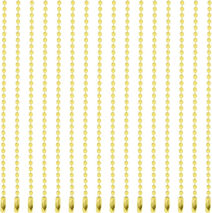MECCANIXITY 20Pcs 5 Inch 12cm Ball Bead Chain, Metal Ball Chain with Connectors for Hanging Ornament Jewelry Necklace Dog Tag Keychain Christmas Decoration,Yellow