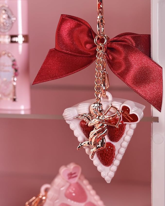 Flower Knows Strawberry Cupid 12-Piece Makeup Gift Box Set,Lip Cream×2+Liquid Blush×2+Makeup Palette×1+Hand Mirror×1+Solid Perfume×1+Hair Clip×1+Cushion Powder Puff×2+Eyeshadow Brush×1+Gift Box×1