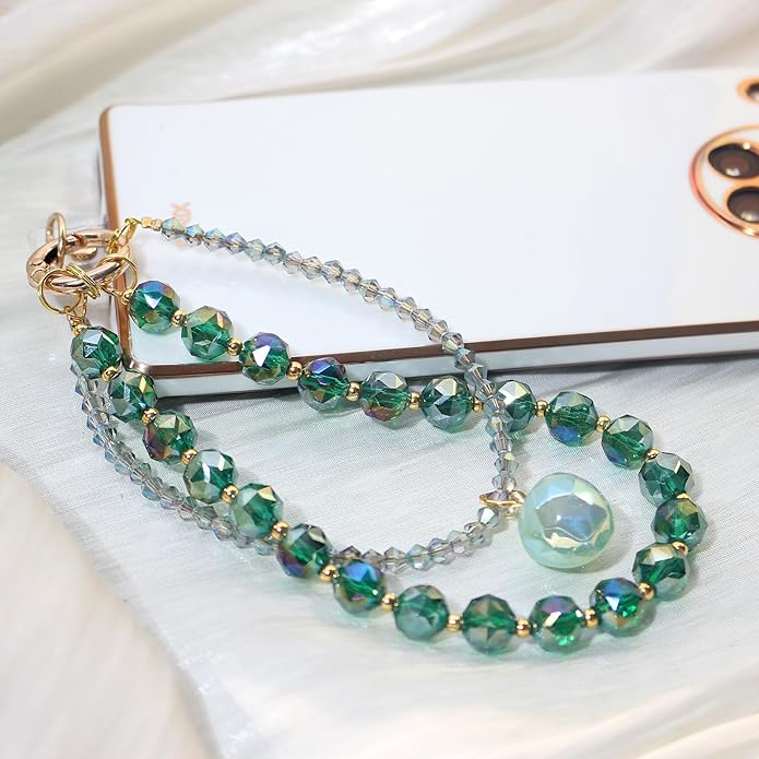 Phone Wrist Strap,Crystal Phone Chain Wristlet,Bracelet Wrist Lanyard,Cute Beaded Bag Charms,Decorative Purse Chain