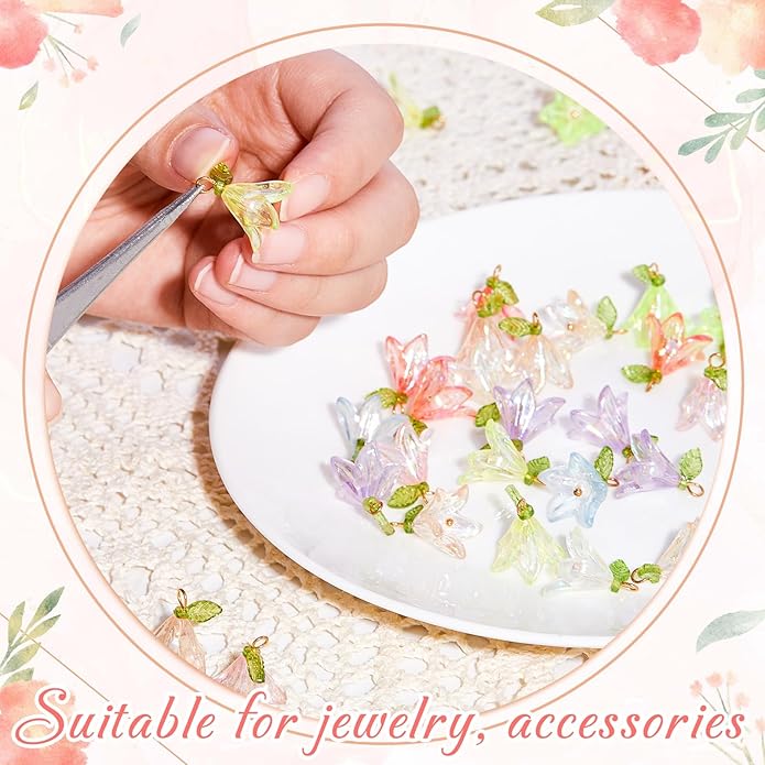 Jetec 50 Pieces Resin Charm Pendant Jewelry Finding Charm DIY Decor Making Resin for Women Bracelet Necklace Earrings Keychain Craft