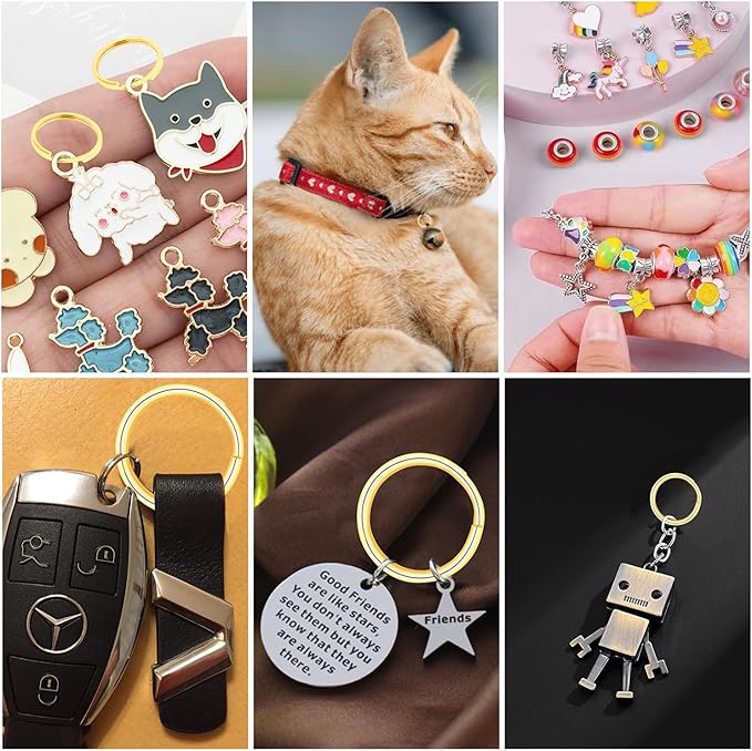 100pcs 10mm Mini Split Ring for Keychains, Double Loops Split Jump Rings Jewelry Making Metal Tiny Small Key Ring for Pet Collar Tag Luggage Tag DIY Craft