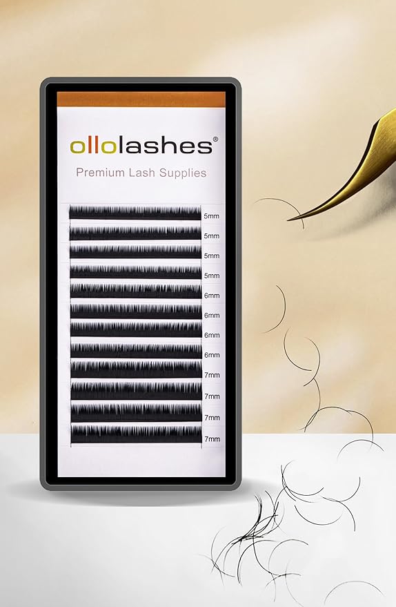 OLLOLASHES Bottom Lash Extension B Curl 0.05mm Mix5-7mm 5mm 6mm 7mm Black Color Bottom Lash Extensions, Professional Supplies for Lash Techs (Bottom-B-0.05, 5-7mm)