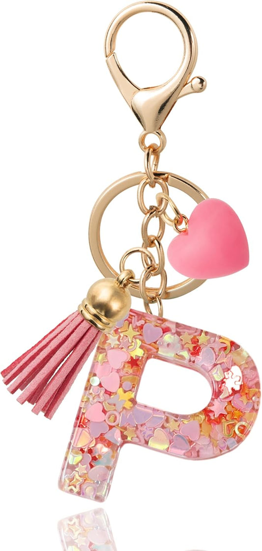 Alphabet Initial Letter Keychain Cute Heart Resin - Letter Keychain for Backpack Charms - Initial Keychains for Women
