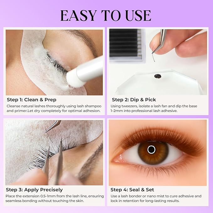 SAIGON LASH Eyelash Extensions, Mink Lash, Volume & Classic Lashes for Professionals, J/B/C/CC/D/L/M Curl, 4-15mm Length, Soft Korean PBT Fiber, 16 Rows Lash Tray (Dark brown-D-0.05-8-15mm)