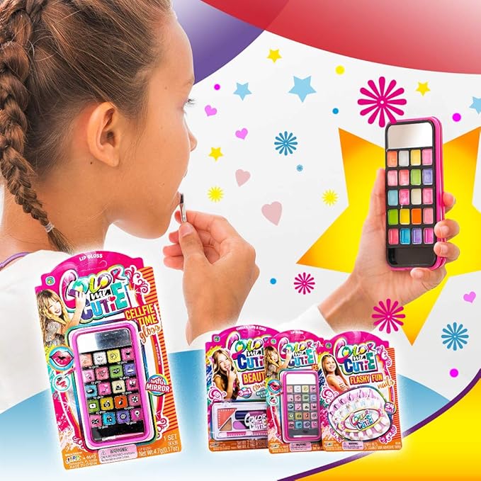 JA-RU Kids Makeup Beauty Toy Kit for Girls (1 Makeup Set) Cell Case with Mirror, Brush and Eyeshadow Palette. Real Washable & Non Toxic Cosmetic. Birthday Princess Party Gifts & Kids Toys. 4645-1