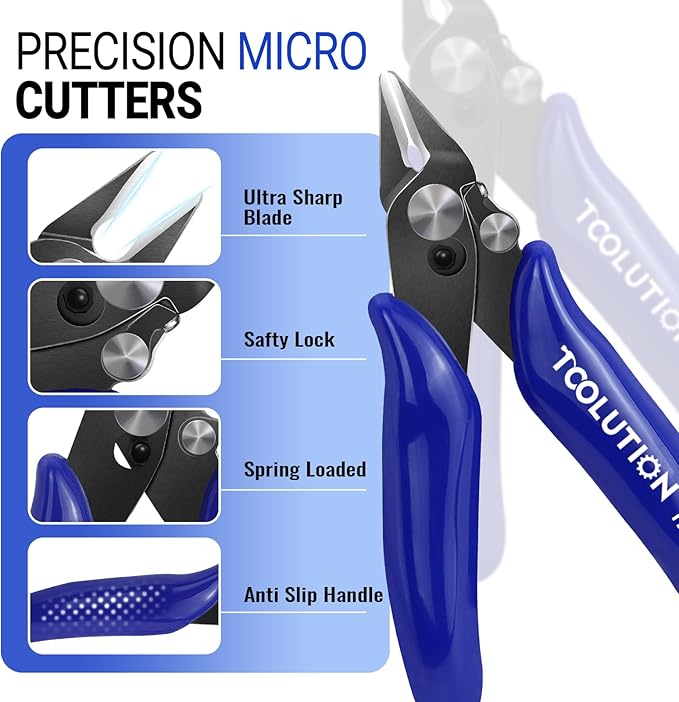 5 Pack 3.5" Wire Cutter for Jewelry Making - Small Flush Cut Pliers with Safty Lock- Electrical Wire Snips for Craft Zip Tie Plastic Model