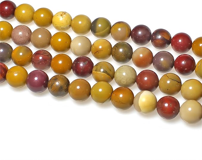MJDCB Natural Stone Beads Moonkaite Jasper Egg Huangshi Round Loose Beads for Jewelry Making DIY Bracelet Necklace (6mm)