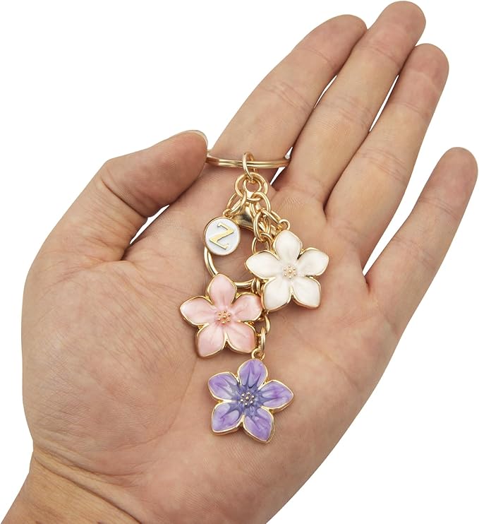 Cute Fashion Keychain Initial Letter Keys Charm Gifts for Women with Key Ring Purse Charms for Handbags